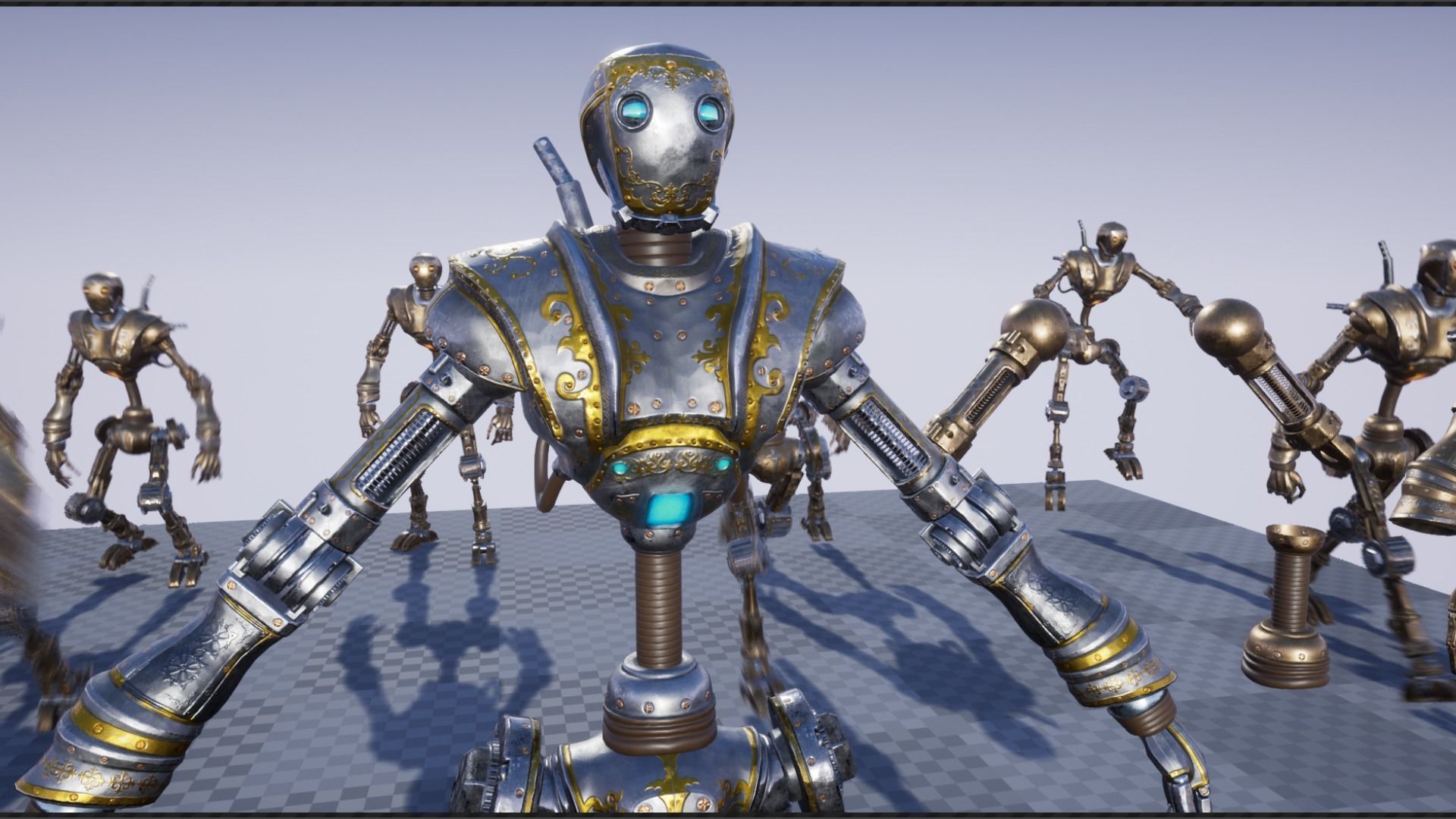 Steampunk mech Low-poly 3D model_13