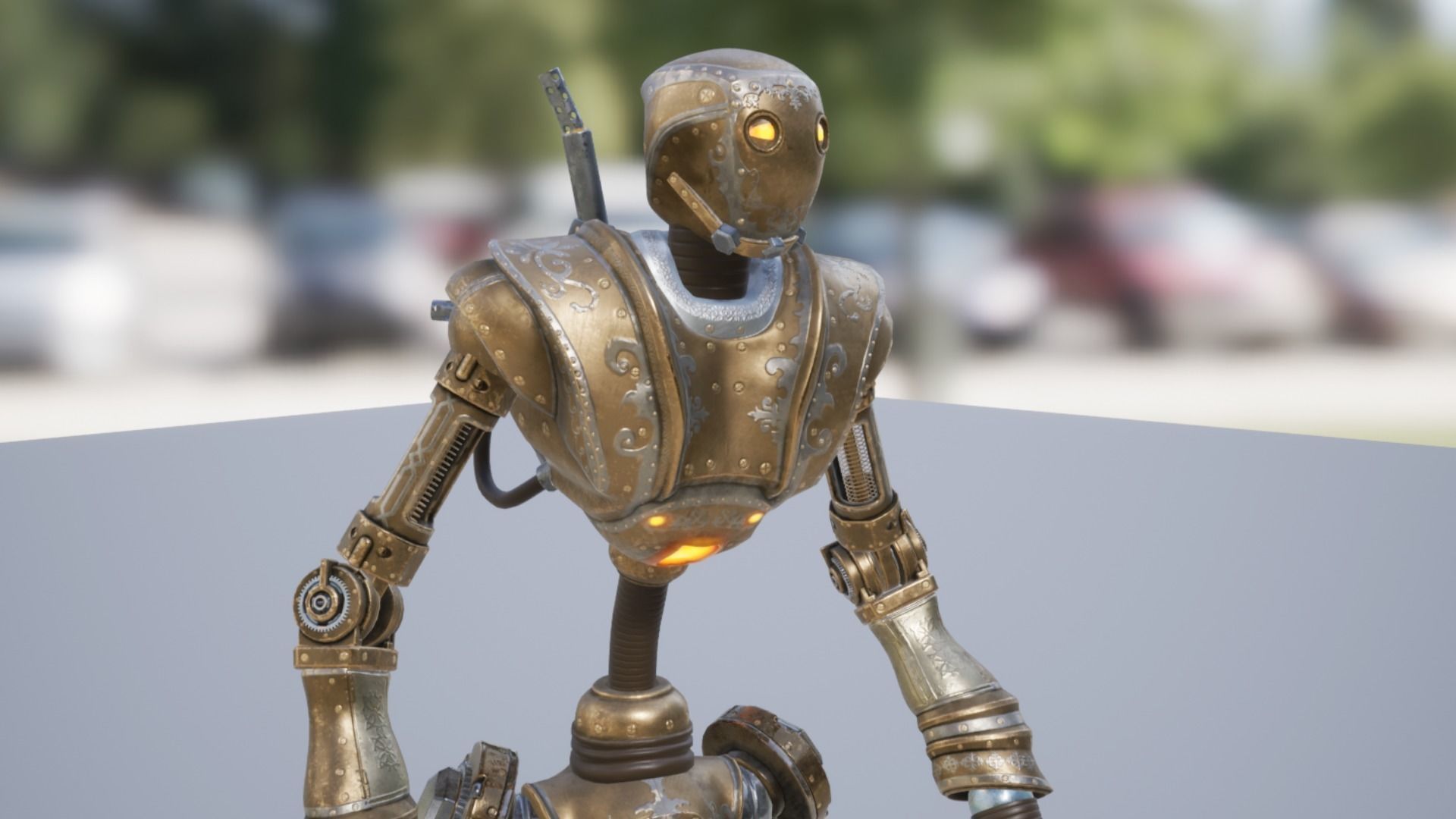 Steampunk mech Low-poly 3D model_11