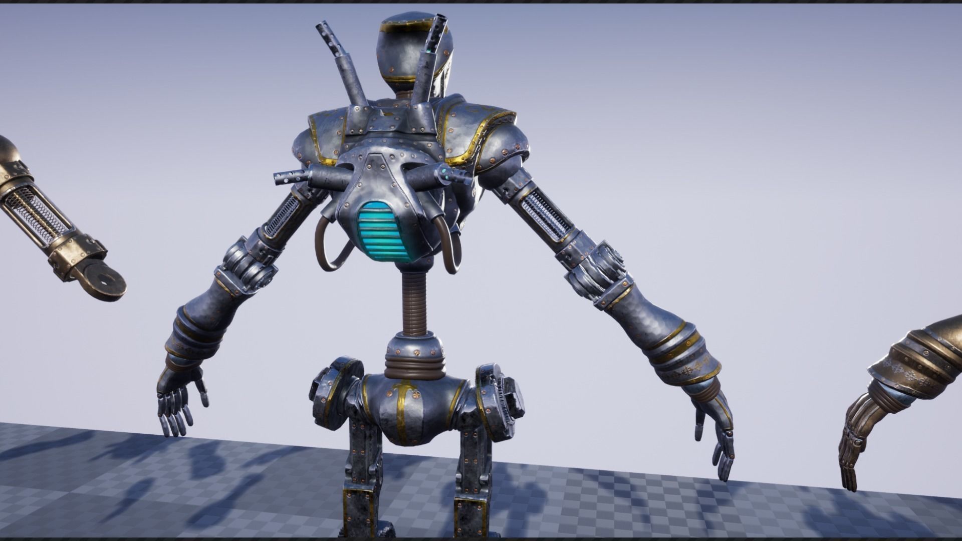 Steampunk mech Low-poly 3D model_9