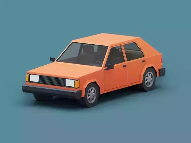 Stylized Cartoon Hatchback Car 