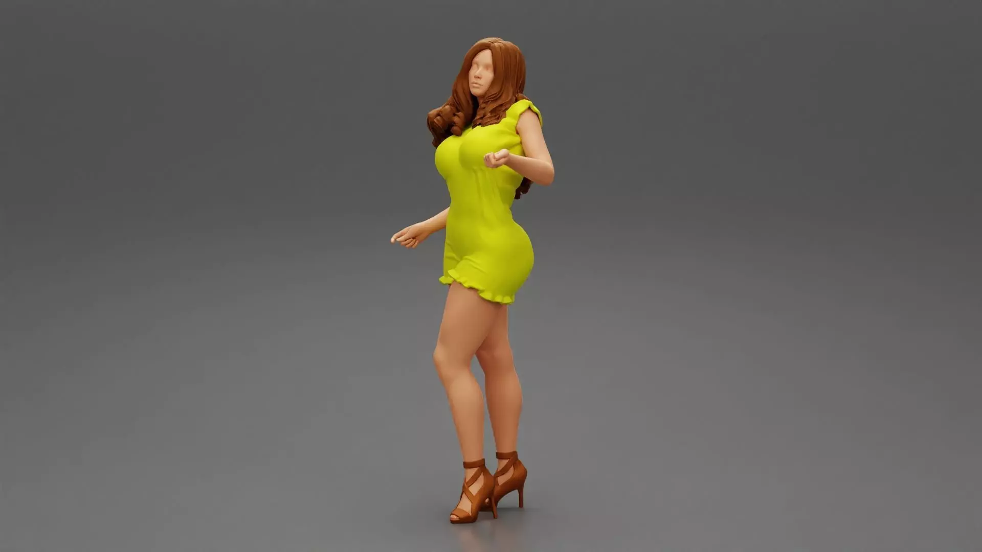 Young beautiful woman posing in a short dress 3D print model