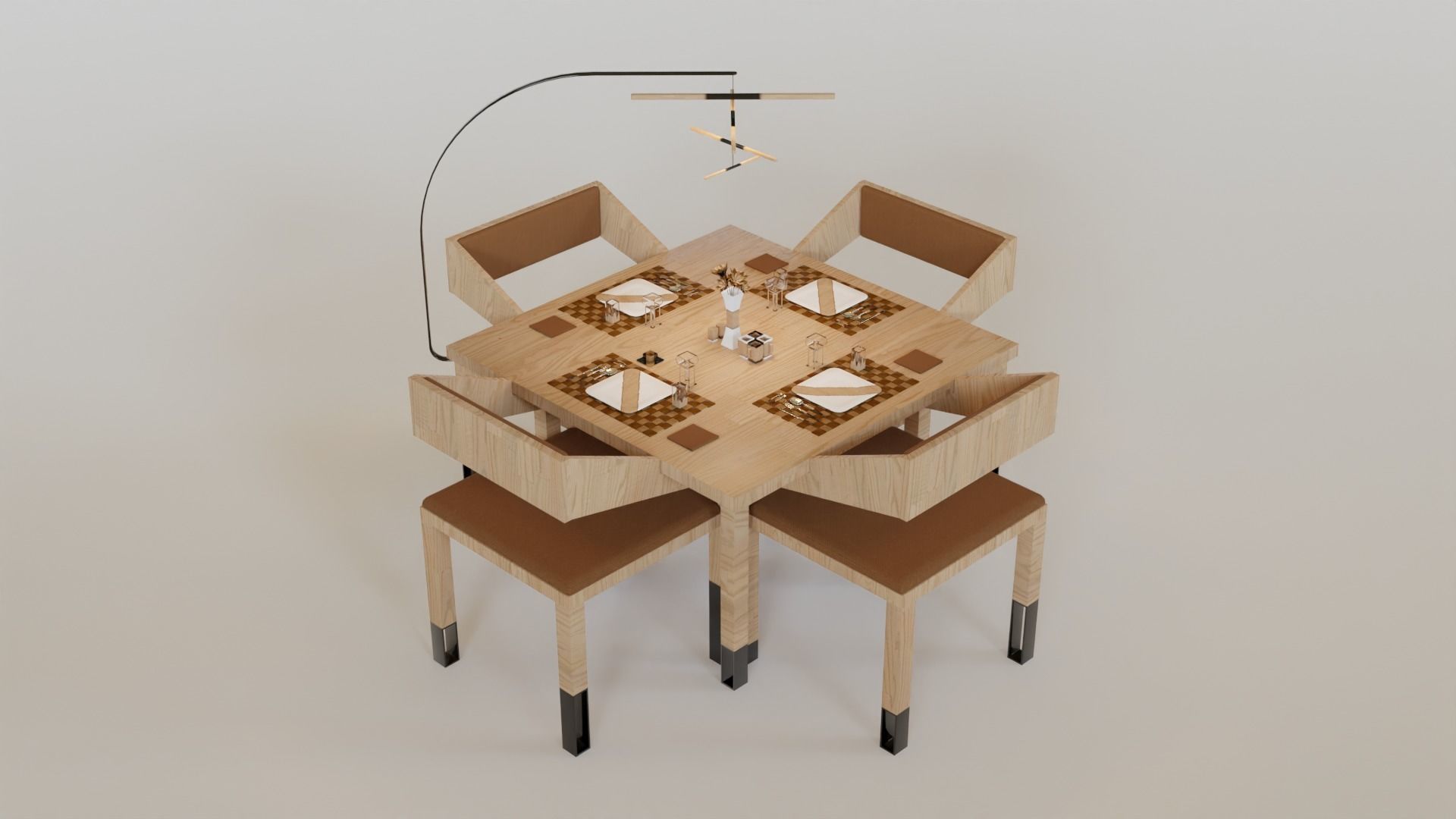 Dinning Table - Concept Low-poly 3D model_1