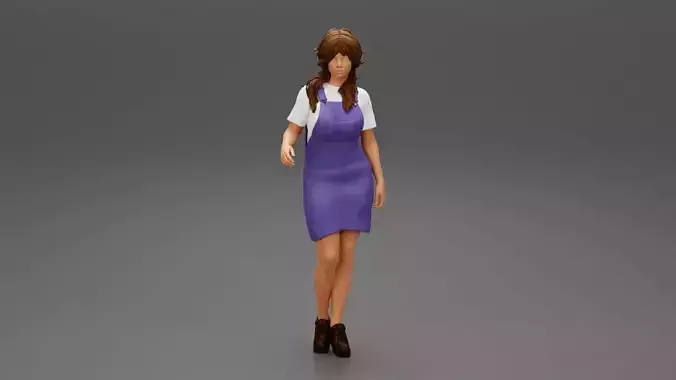 Young woman in denim overalls