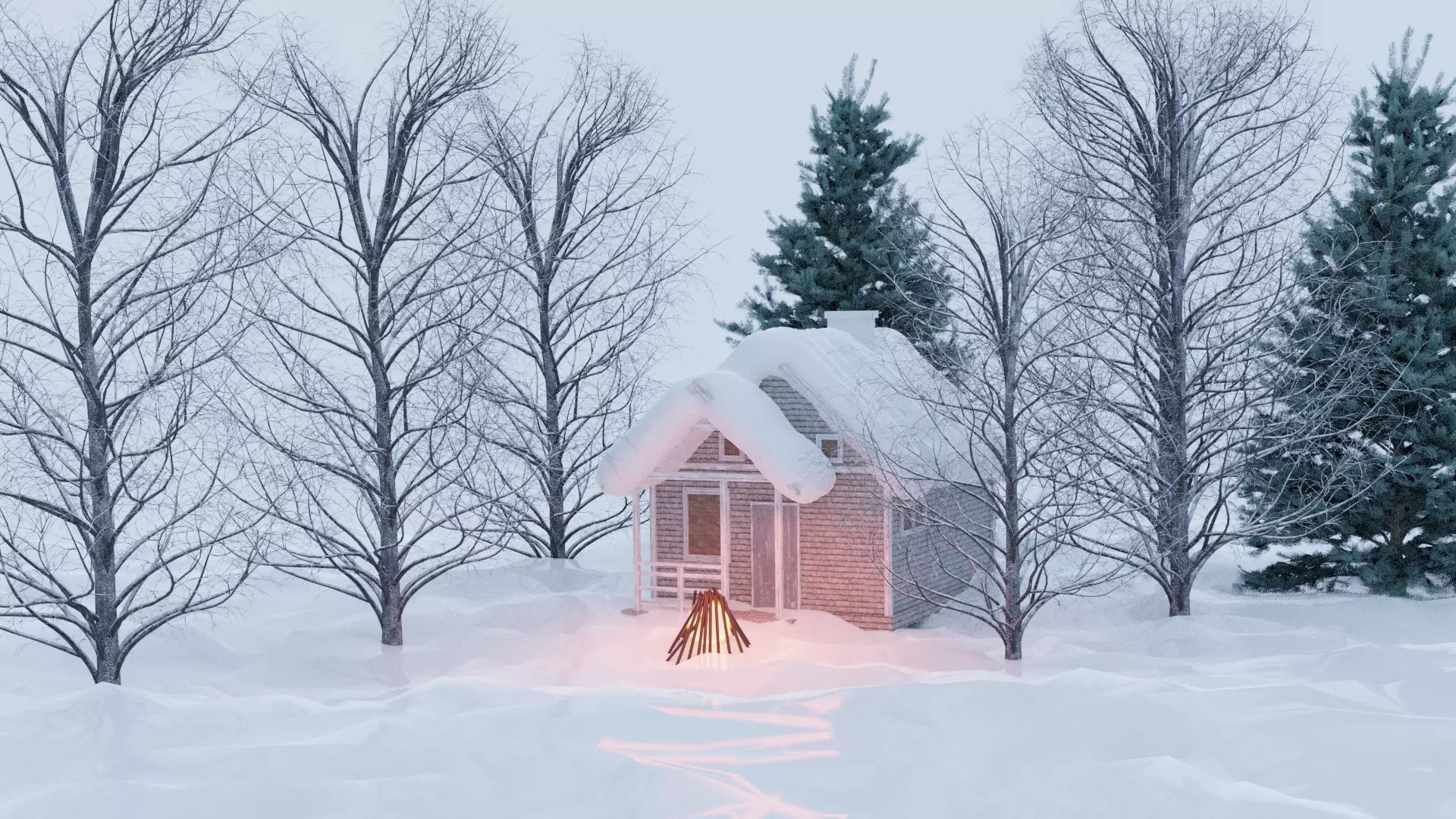 House in Snow 3D model_0