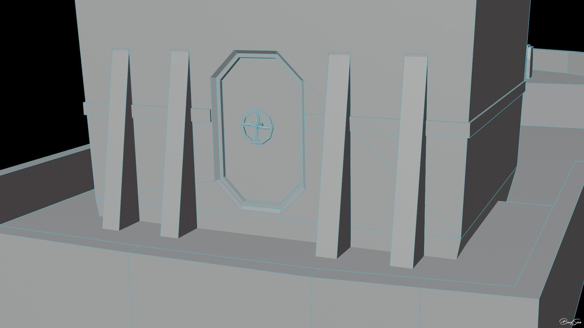 Boats wooden boat with two paddles Low-poly 3D model_29