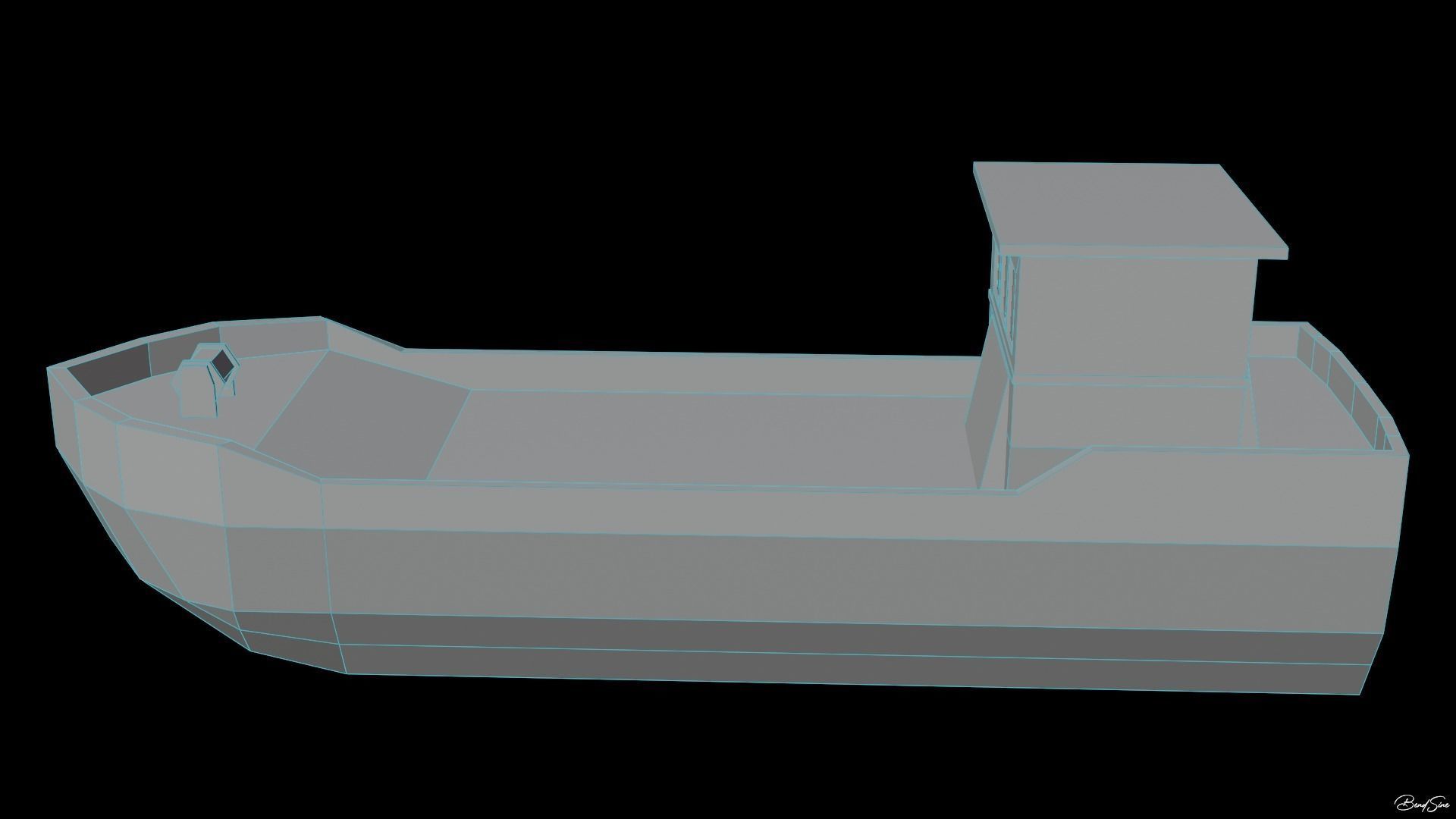 Boats wooden boat with two paddles Low-poly 3D model_27