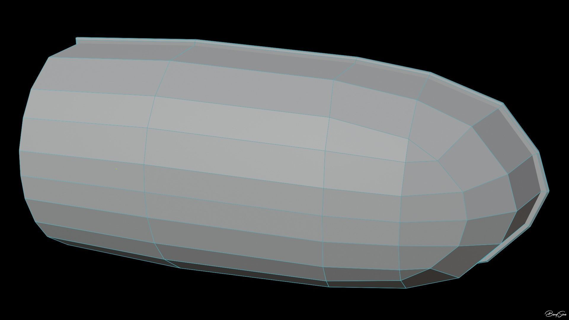 Boats wooden boat with two paddles Low-poly 3D model_19