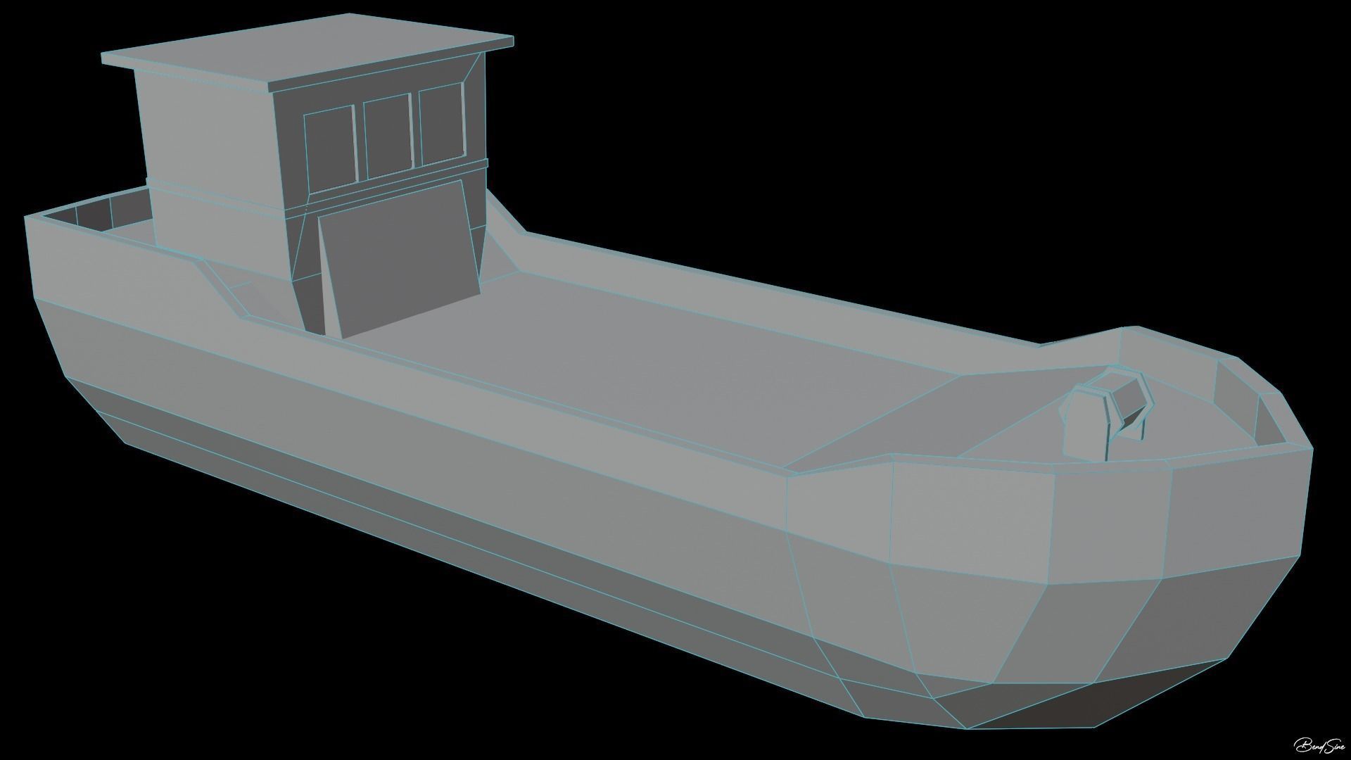 Boats wooden boat with two paddles Low-poly 3D model_23