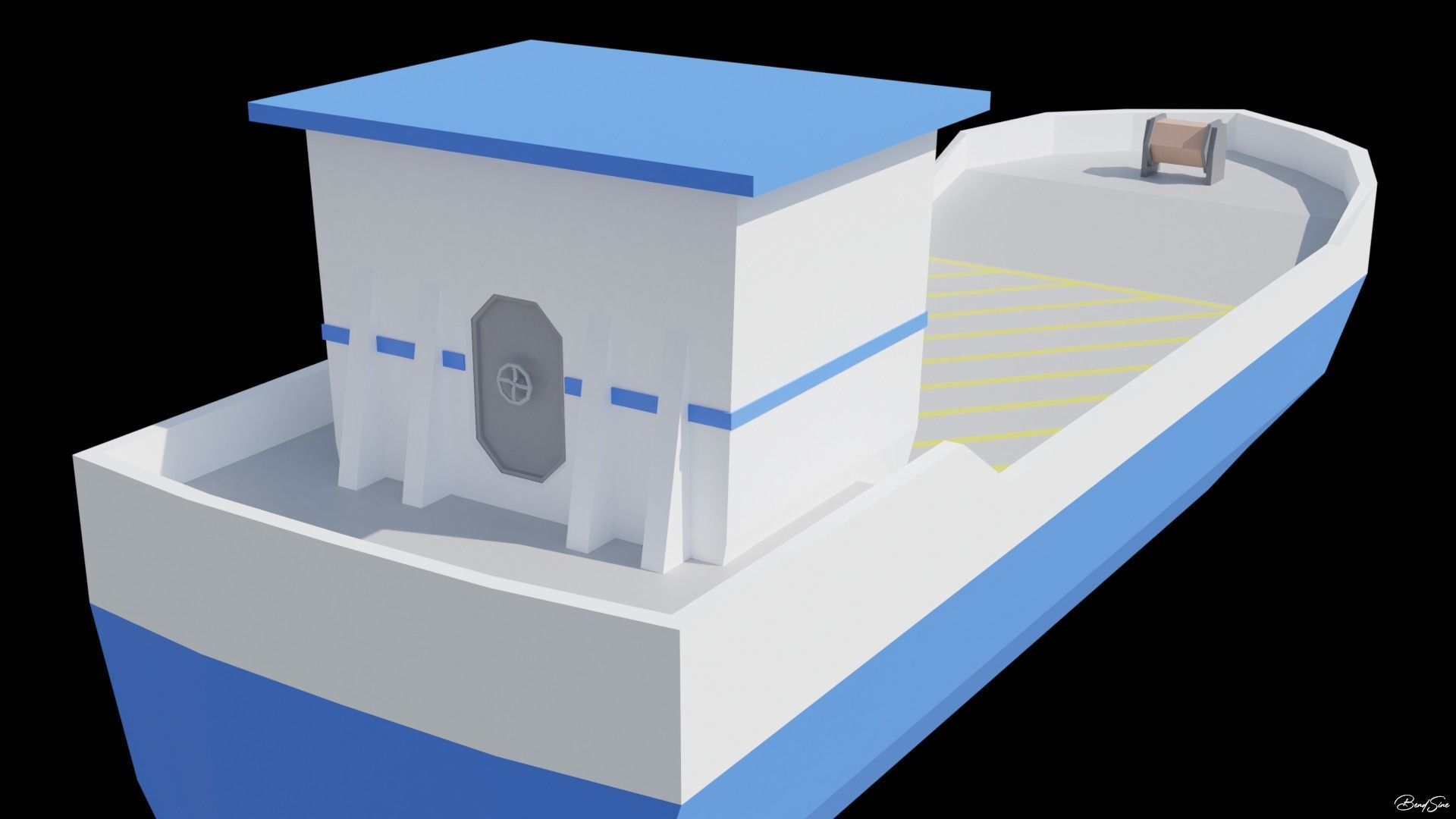 Boats wooden boat with two paddles Low-poly 3D model_24