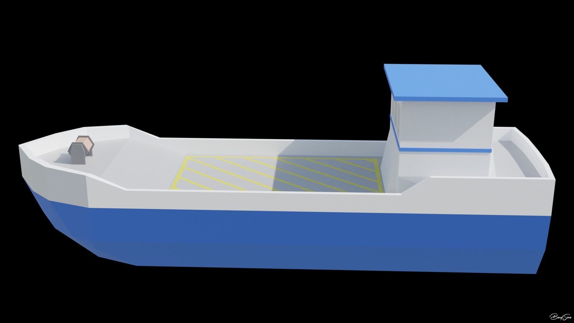 Boats wooden boat with two paddles Low-poly 3D model_26