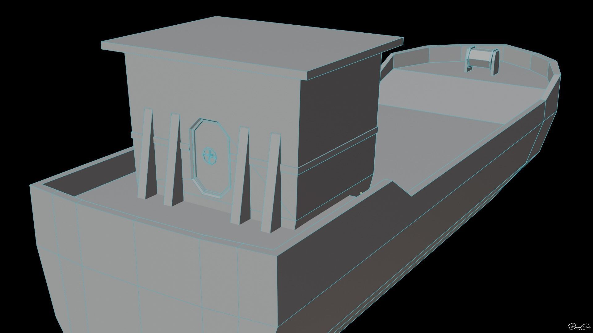 Boats wooden boat with two paddles Low-poly 3D model_25