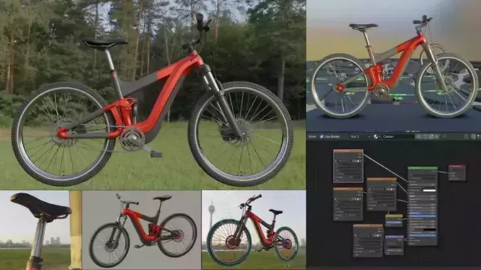 E-Bike Red Version Low-poly 3D model