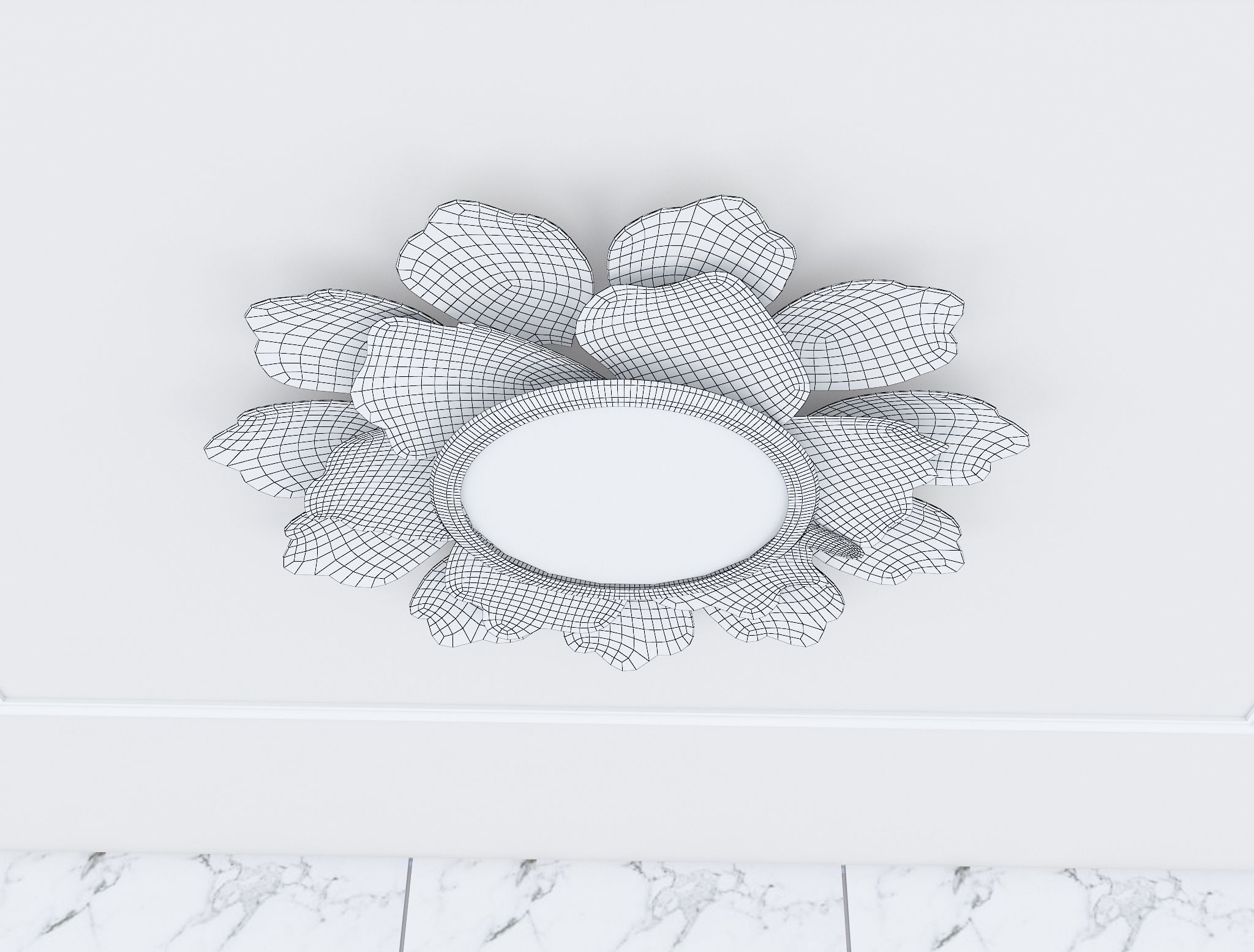 Decorative Metal Mirror plants with gold m8 3D model_11