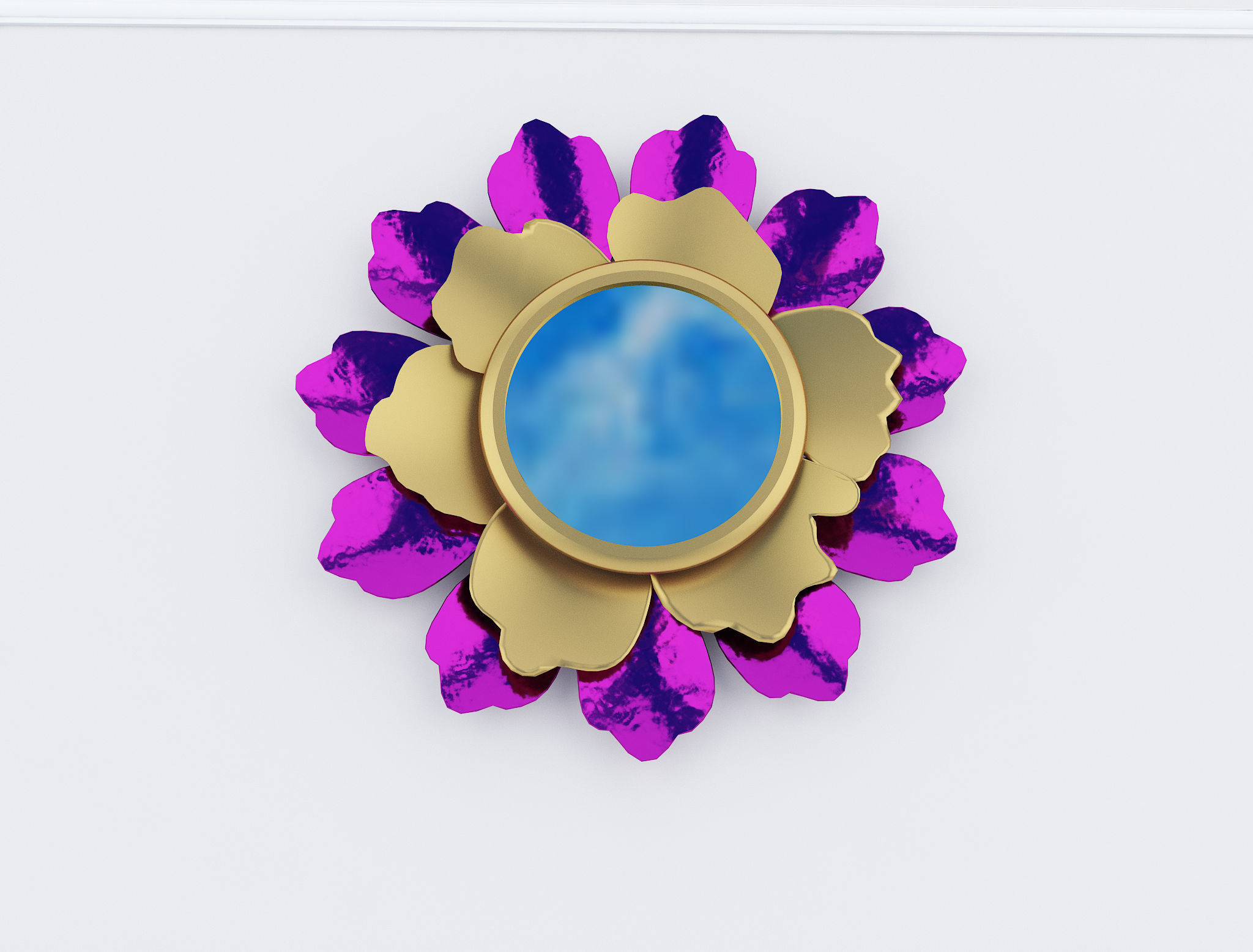 Decorative Metal Mirror plants with gold m8 3D model_6