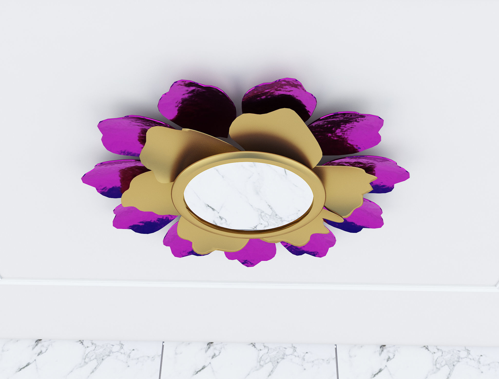 Decorative Metal Mirror plants with gold m8 3D model_10