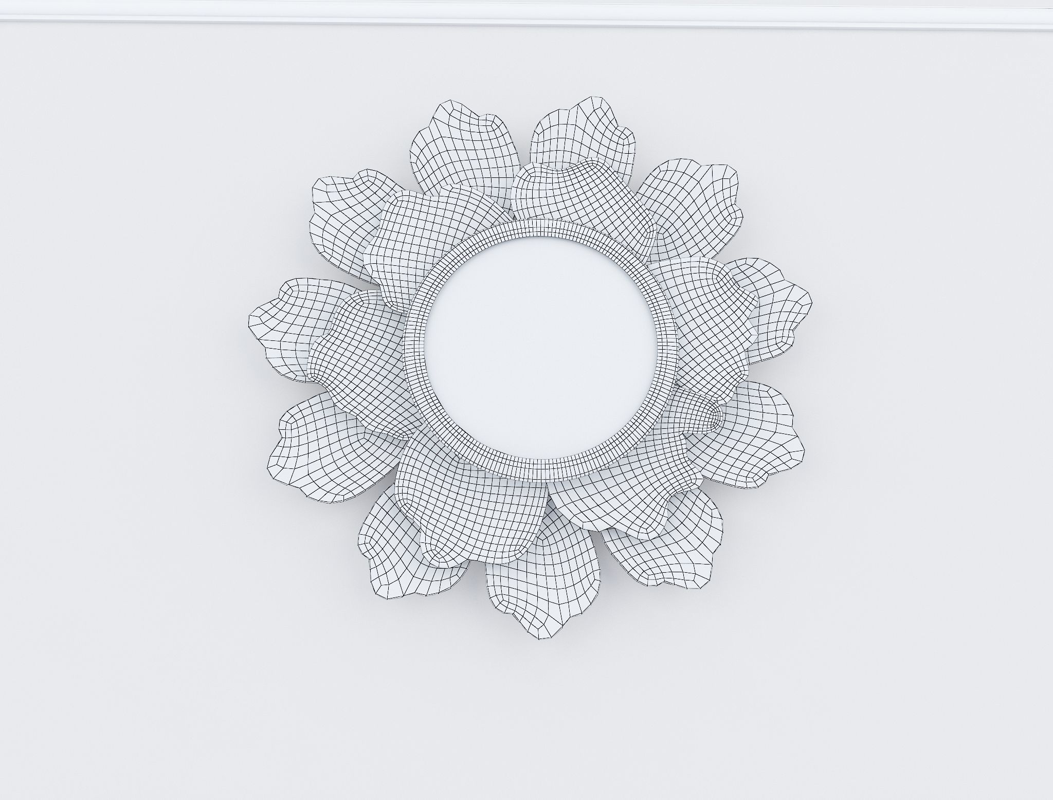 Decorative Metal Mirror plants with gold m8 3D model_7