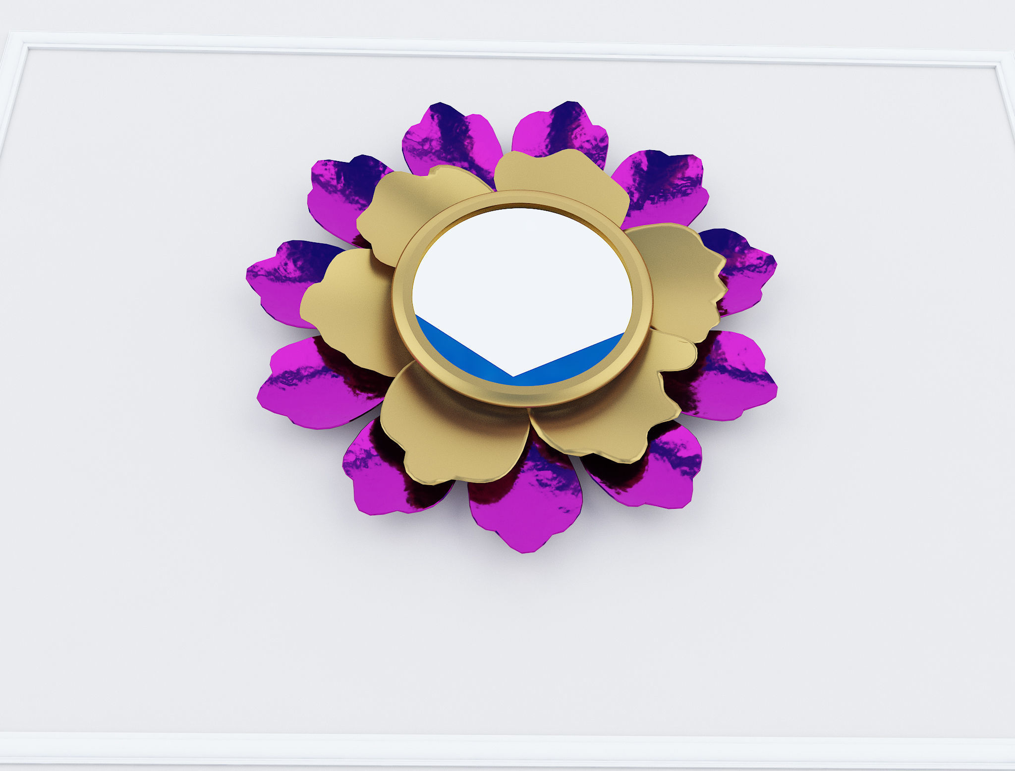 Decorative Metal Mirror plants with gold m8 3D model_8