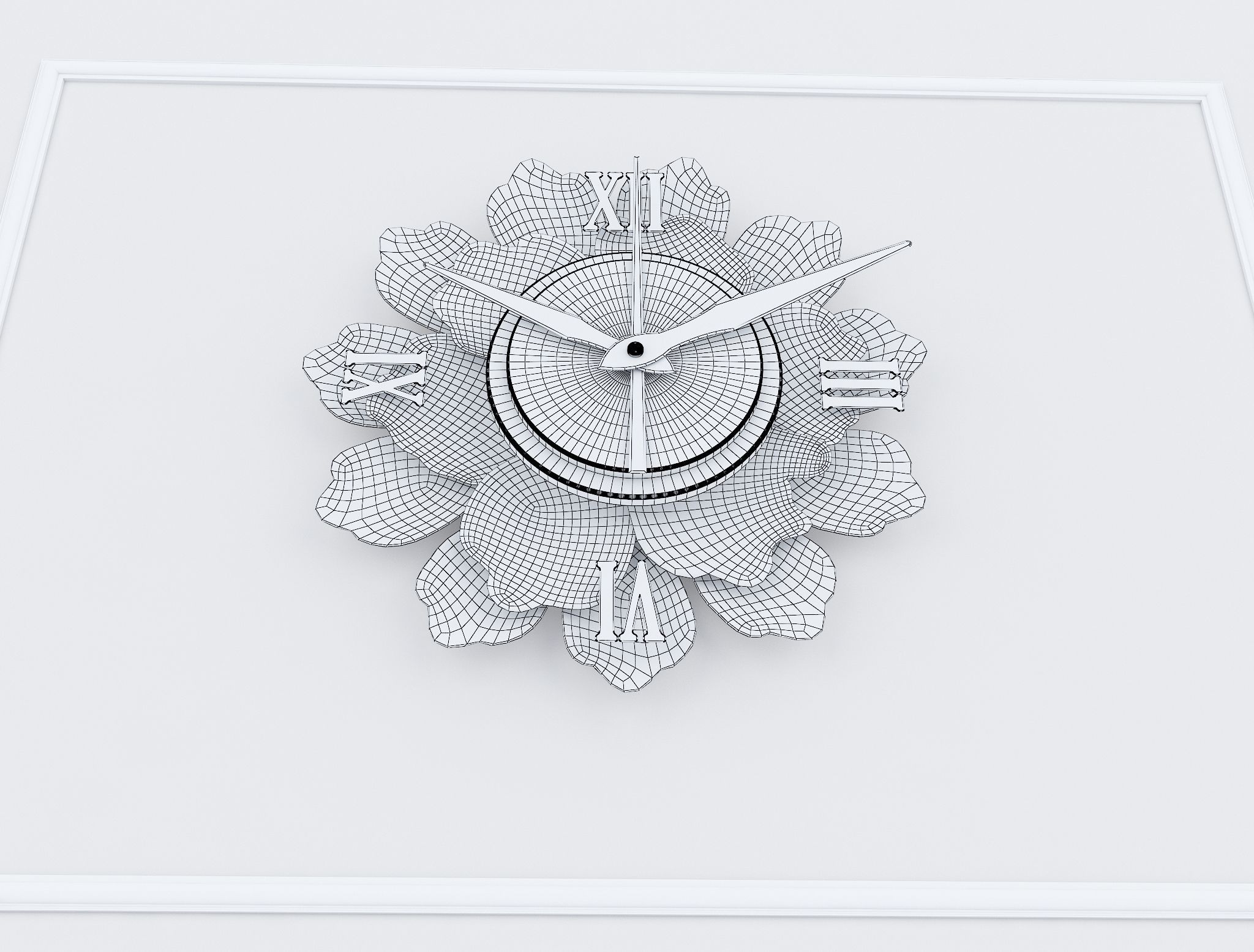 Decorative Metal Clock plants with gold m8 3D model_9