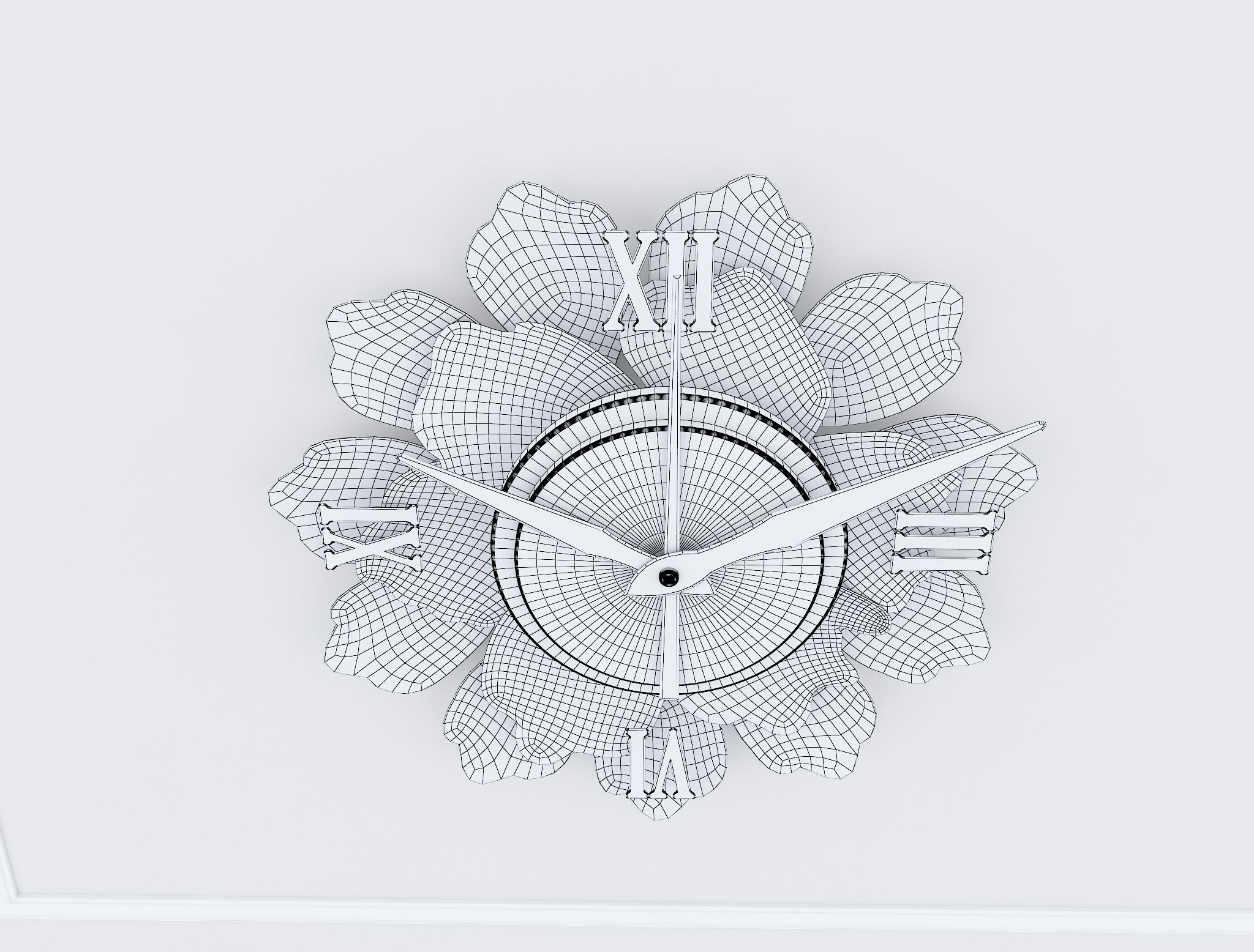 Decorative Metal Clock plants with gold m8 3D model_11