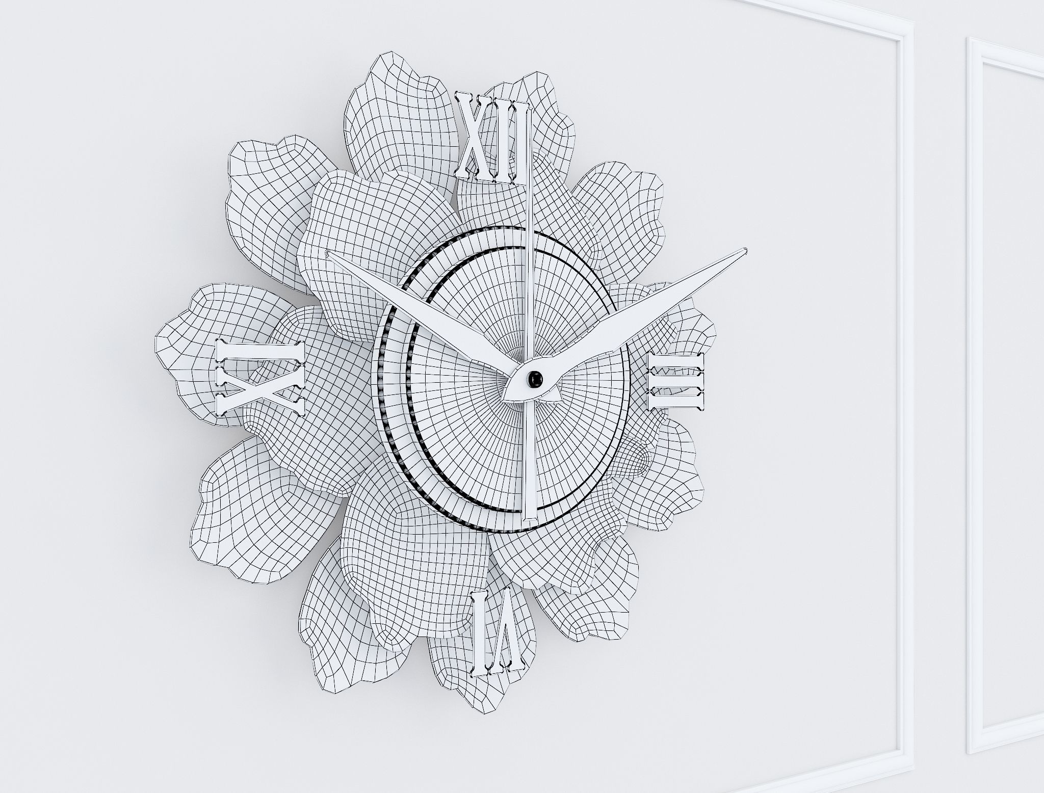 Decorative Metal Clock plants with gold m8 3D model_1