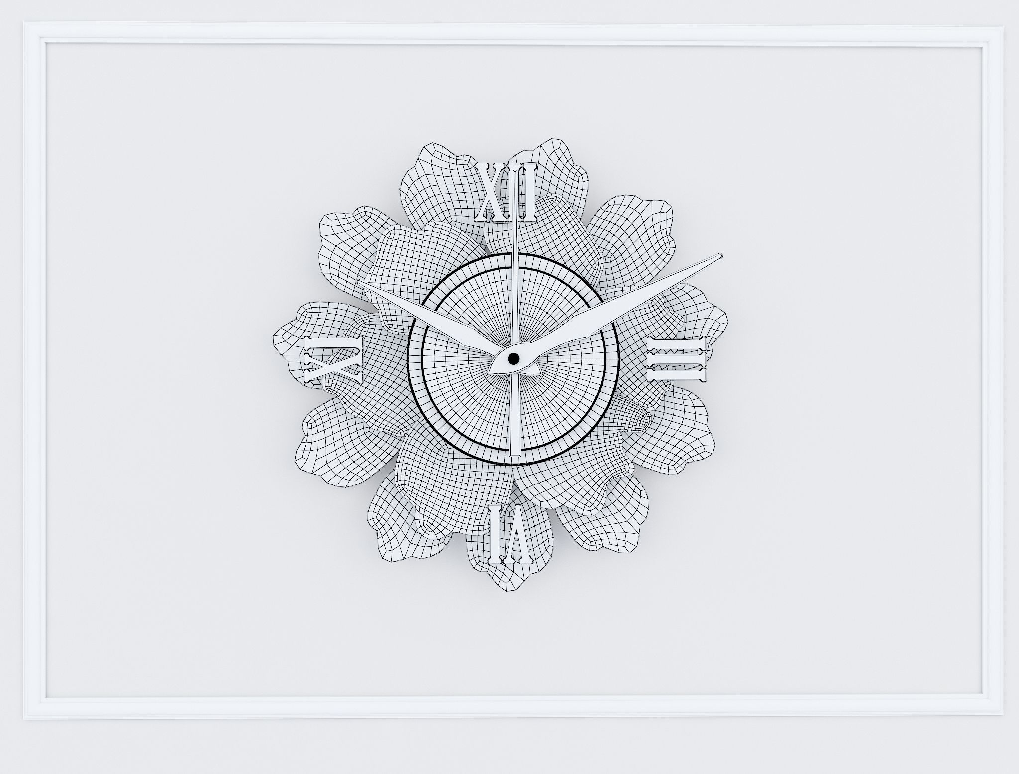 Decorative Metal Clock plants with gold m8 3D model_7