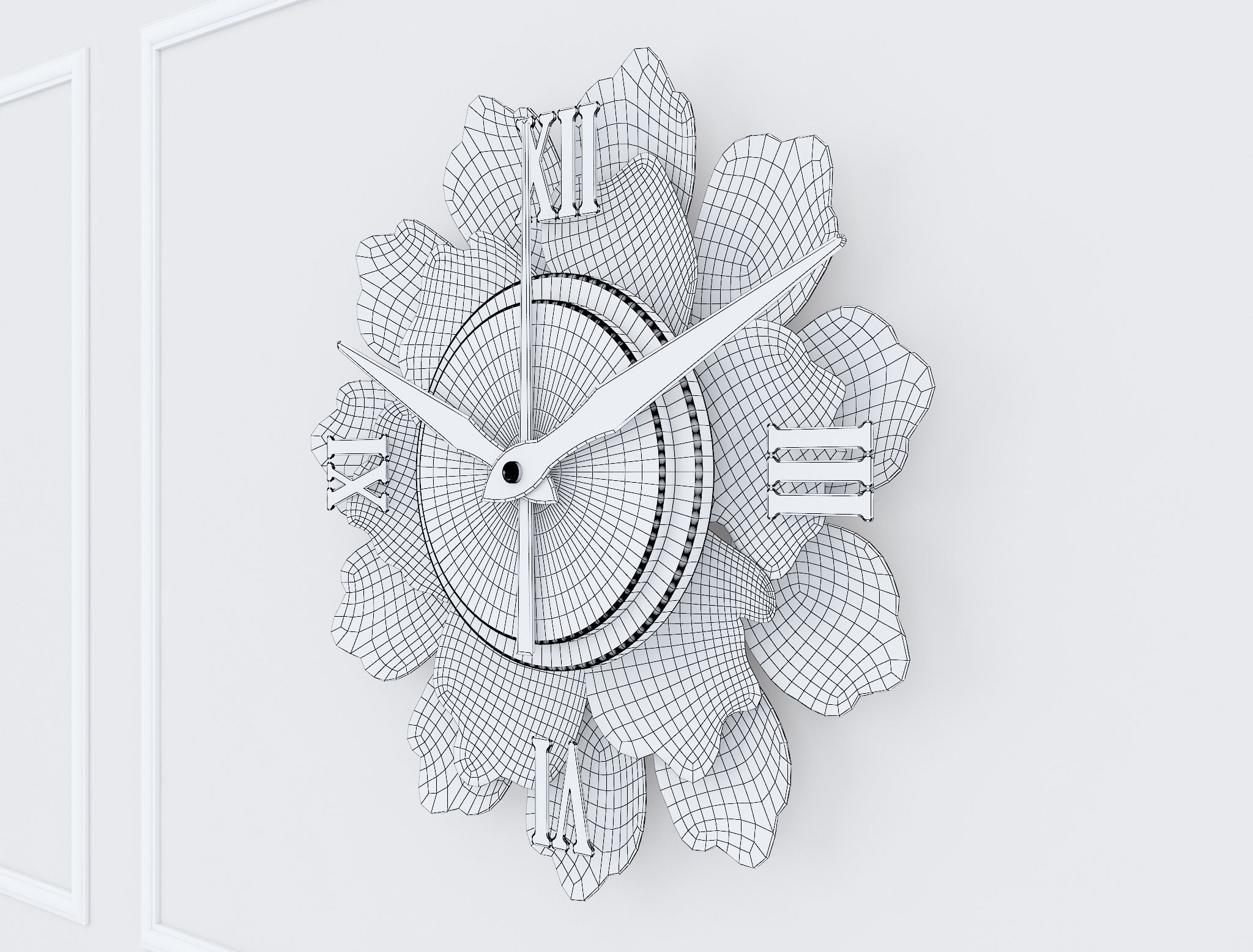 Decorative Metal Clock plants with gold m8 3D model_5