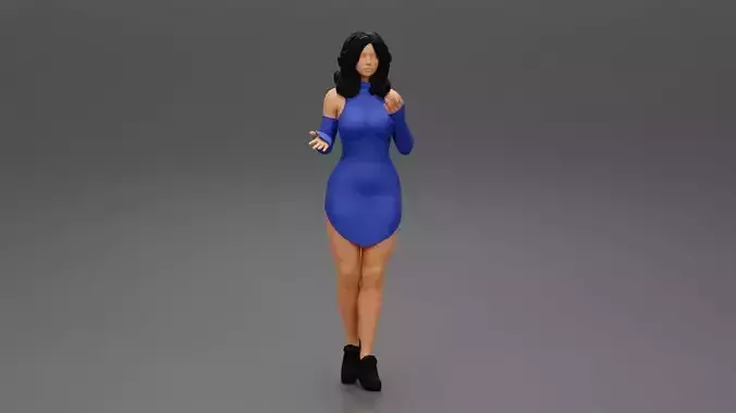 Stylish Woman in Dress with Open Shoulders