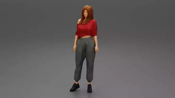 Attractive Woman Wearing Off Shoulder sneakers and pants