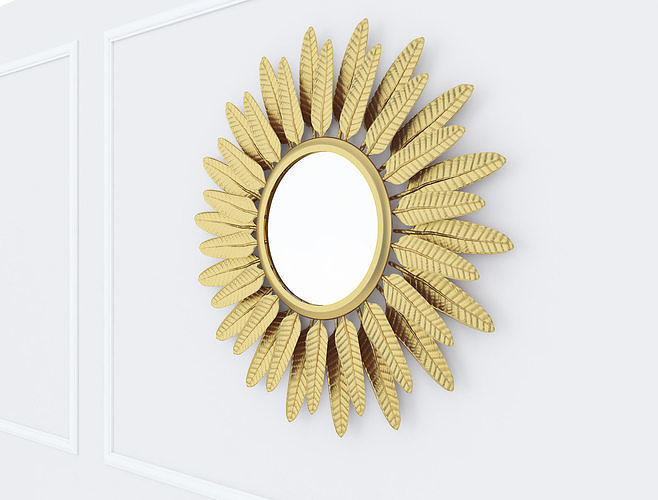 Decorative Metal Mirror plants with gold m9 3D model