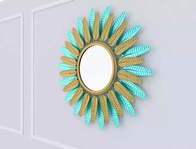 Decorative Metal Mirror 2 plants with gold m9