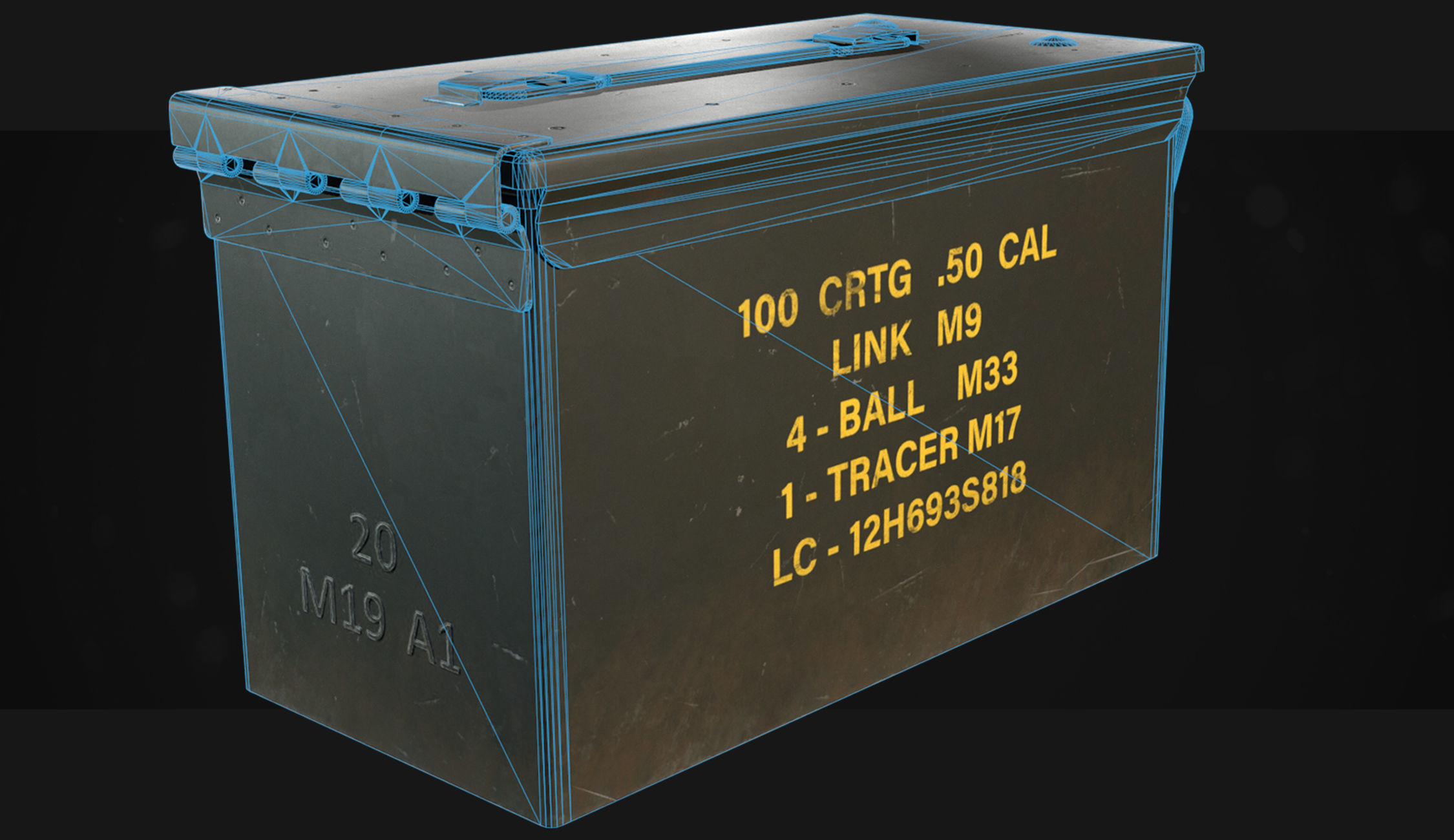 50 Cal Ammo Box Low-poly 3D model_9