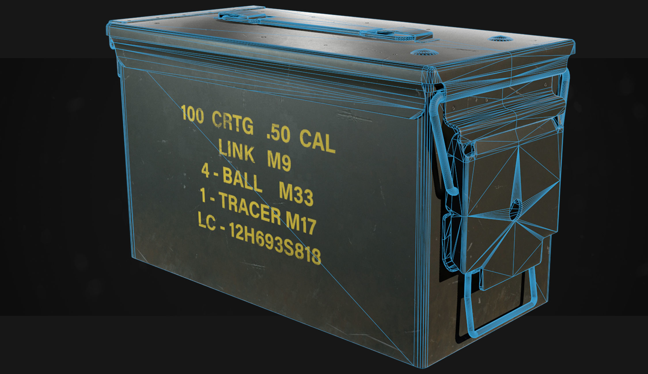 50 Cal Ammo Box Low-poly 3D model_8