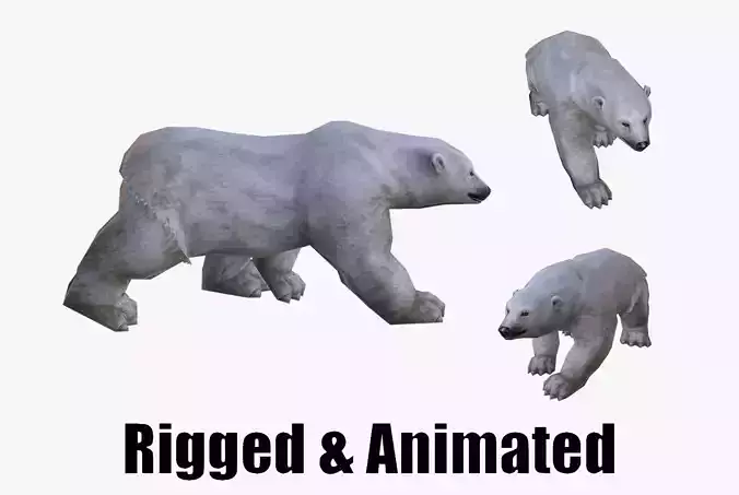 low-poly animated polar bear Low-poly 3D model