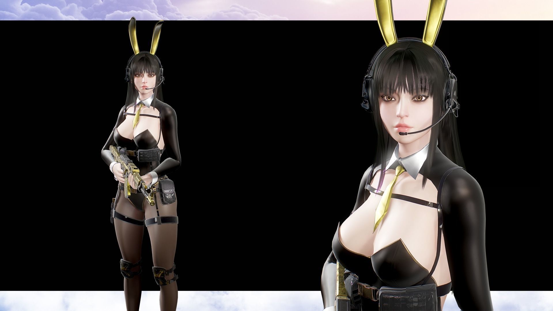 Girl Bunny Military Low-poly 3D model_5