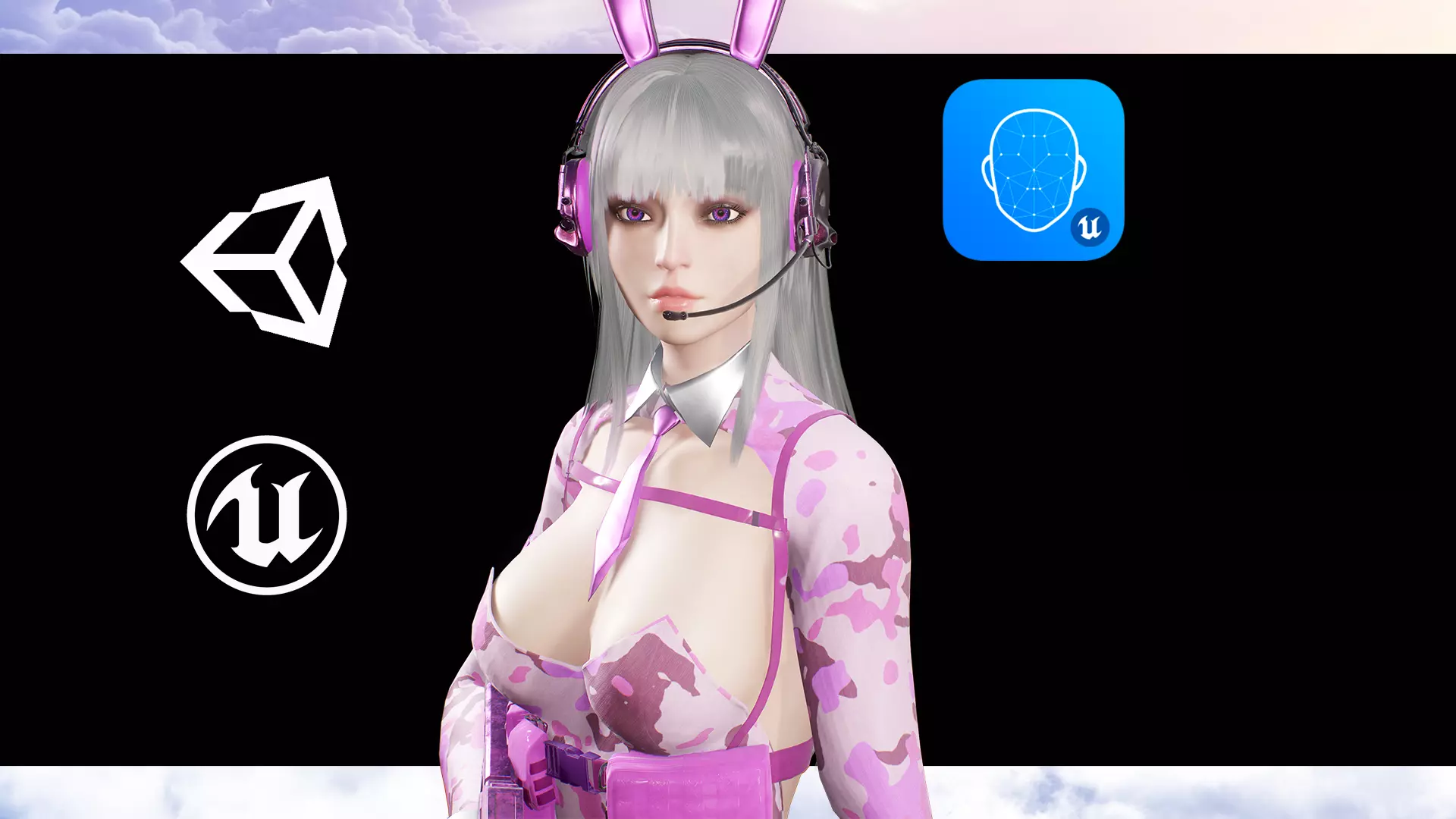 Girl Bunny Military Low-poly 3D model_0