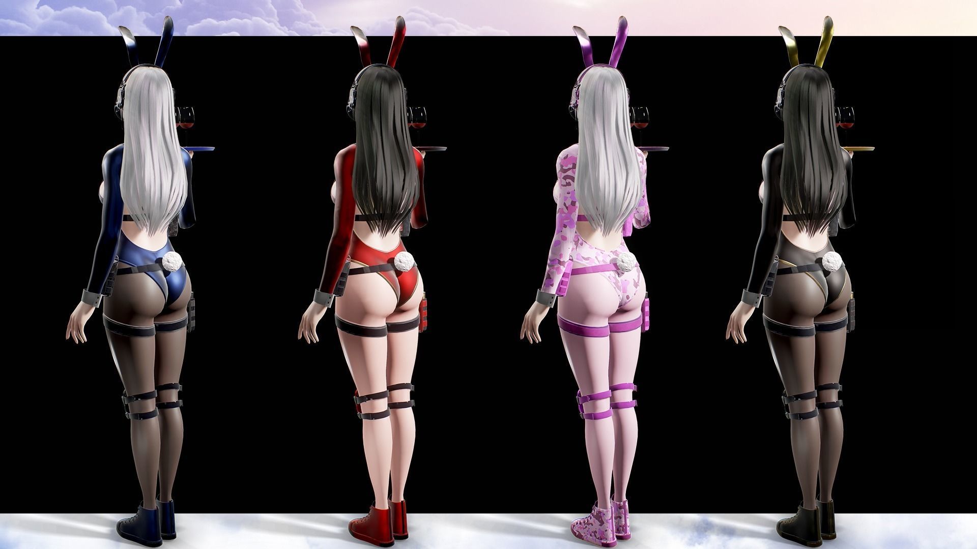 Girl Bunny Military Low-poly 3D model_7