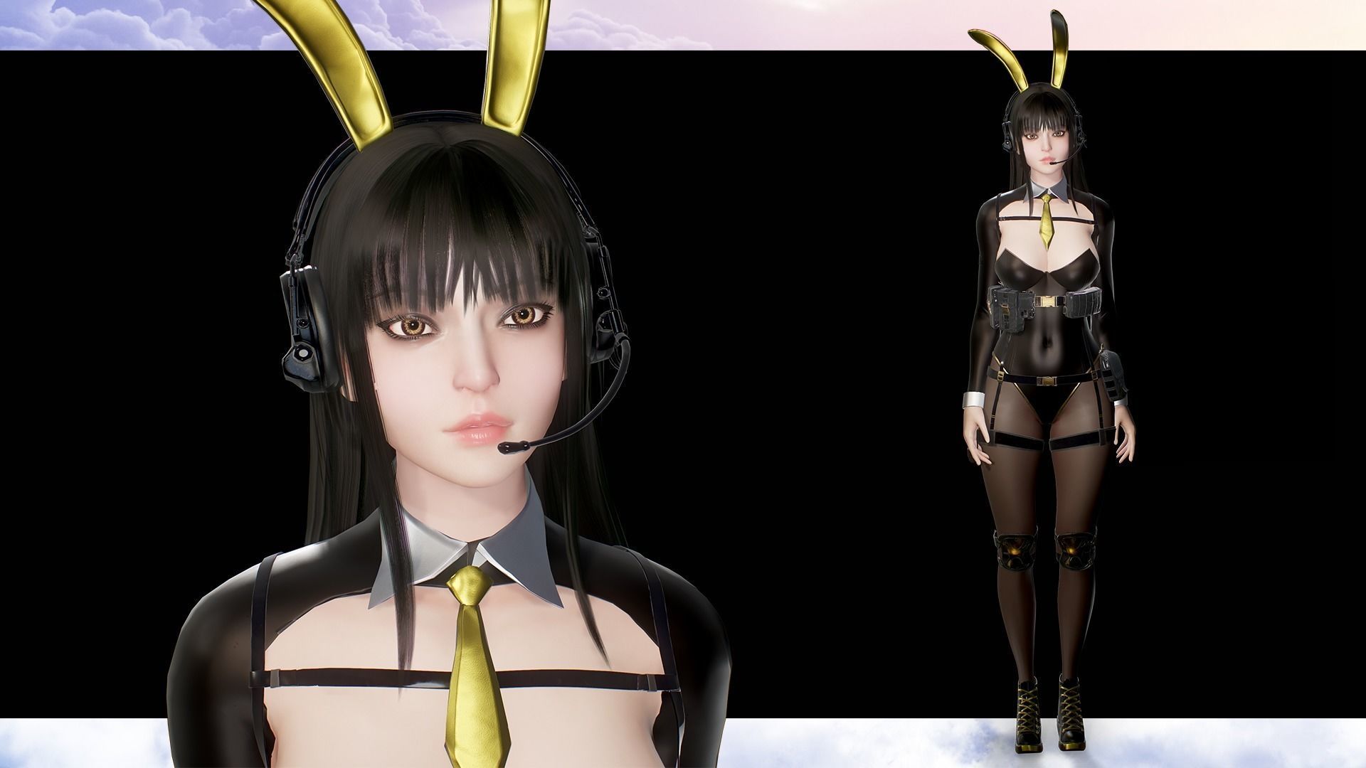 Girl Bunny Military Low-poly 3D model_9