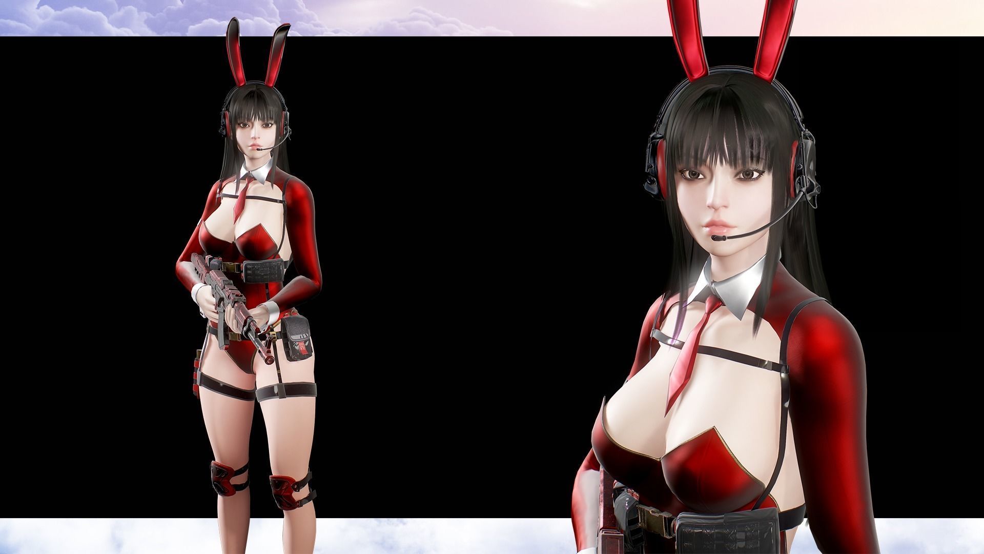 Girl Bunny Military Low-poly 3D model_6