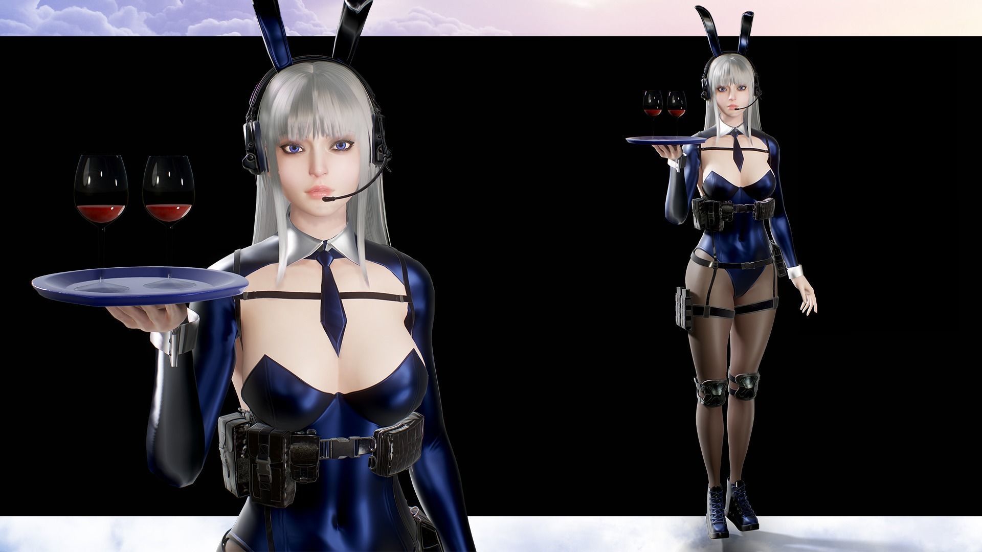 Girl Bunny Military Low-poly 3D model_8