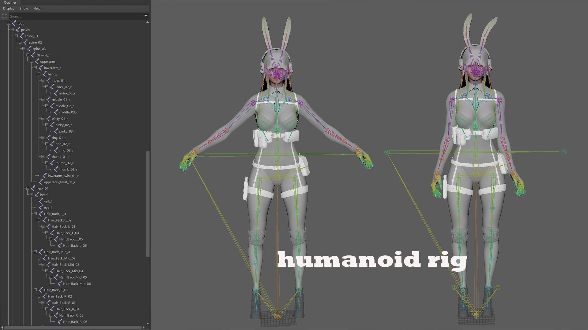 Girl Bunny Military Low-poly 3D model_20