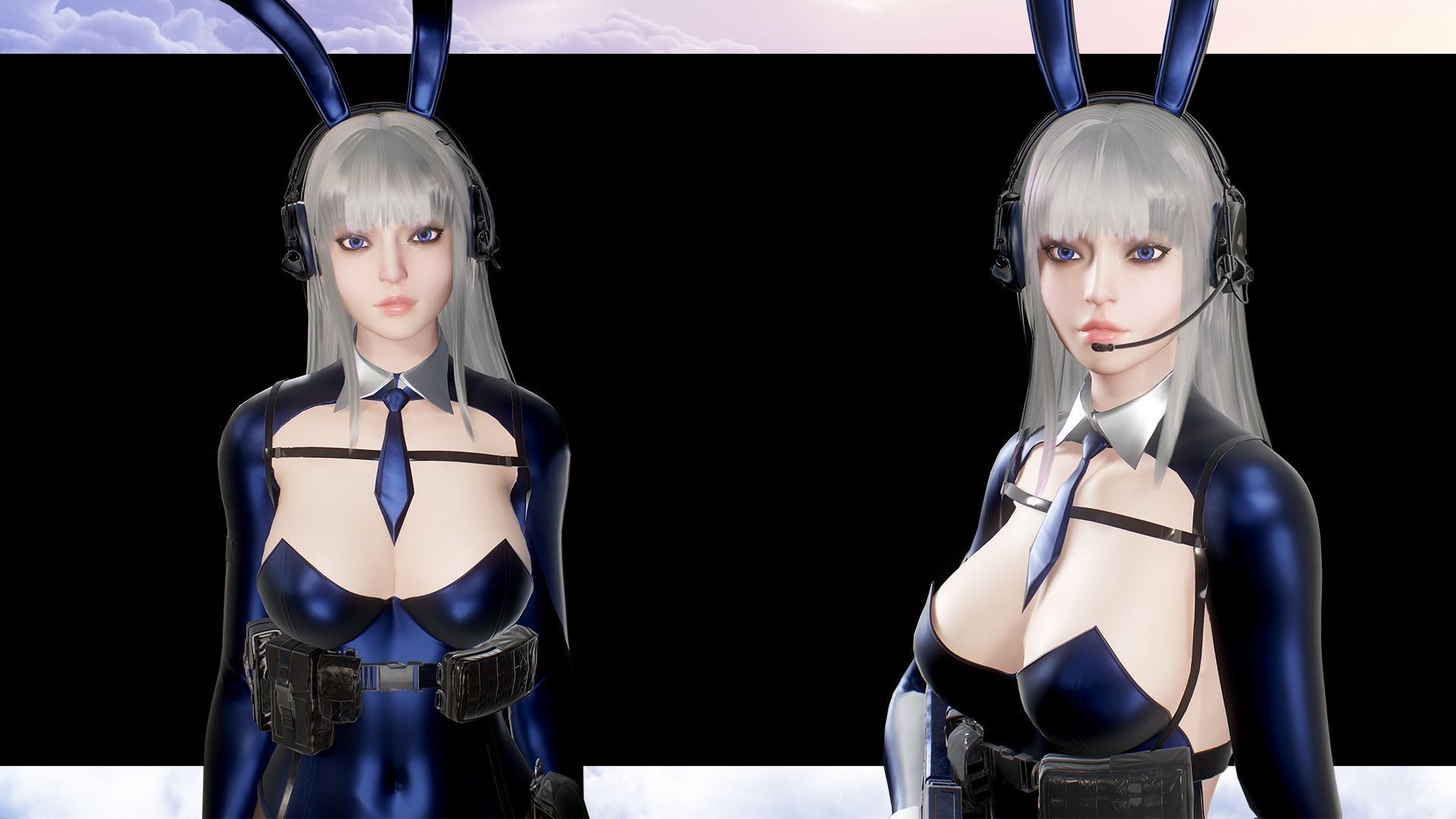 Girl Bunny Military Low-poly 3D model_11