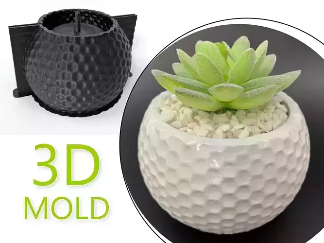 golf ball planter mold - Include Pot file 3D print model
