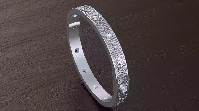 Bolt Bracelet pave diamond 3D print model