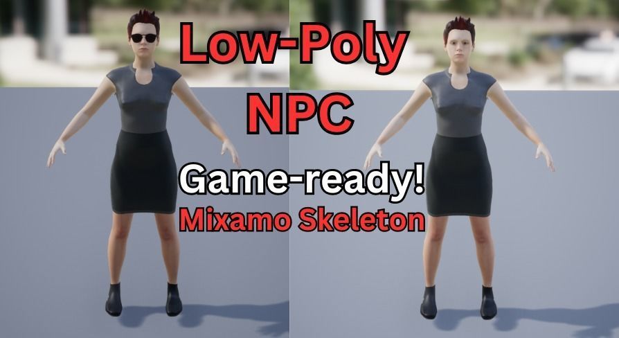 Low-poly NPC Business Woman - Unreal Engine 4 Game-Ready Low-poly 3D model_1