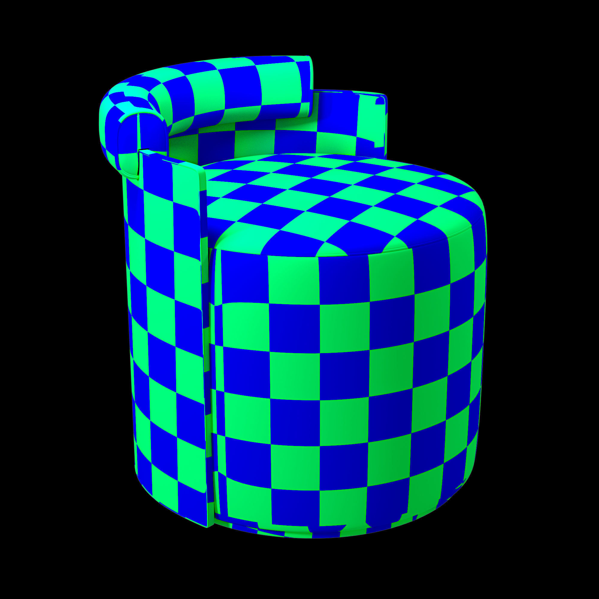 pufik swivel chair velvet Free 3D model_2