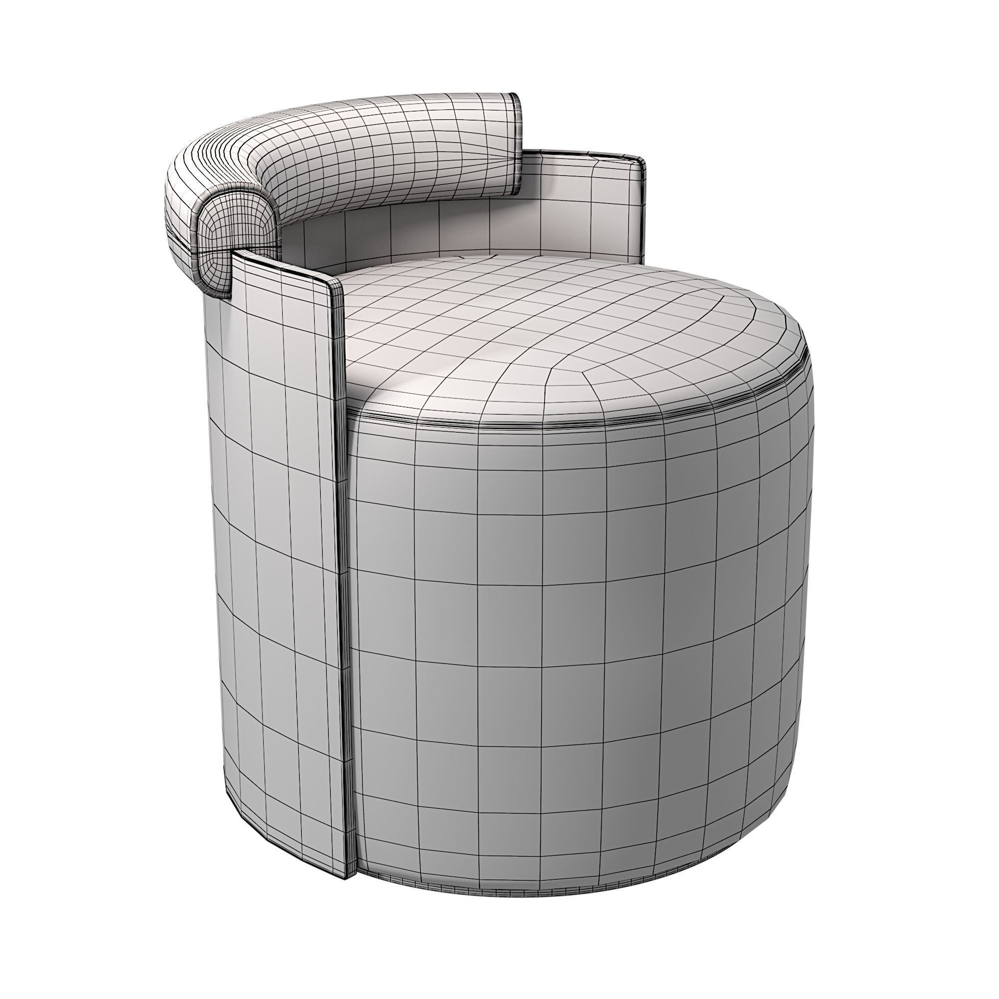 pufik swivel chair velvet Free 3D model_3