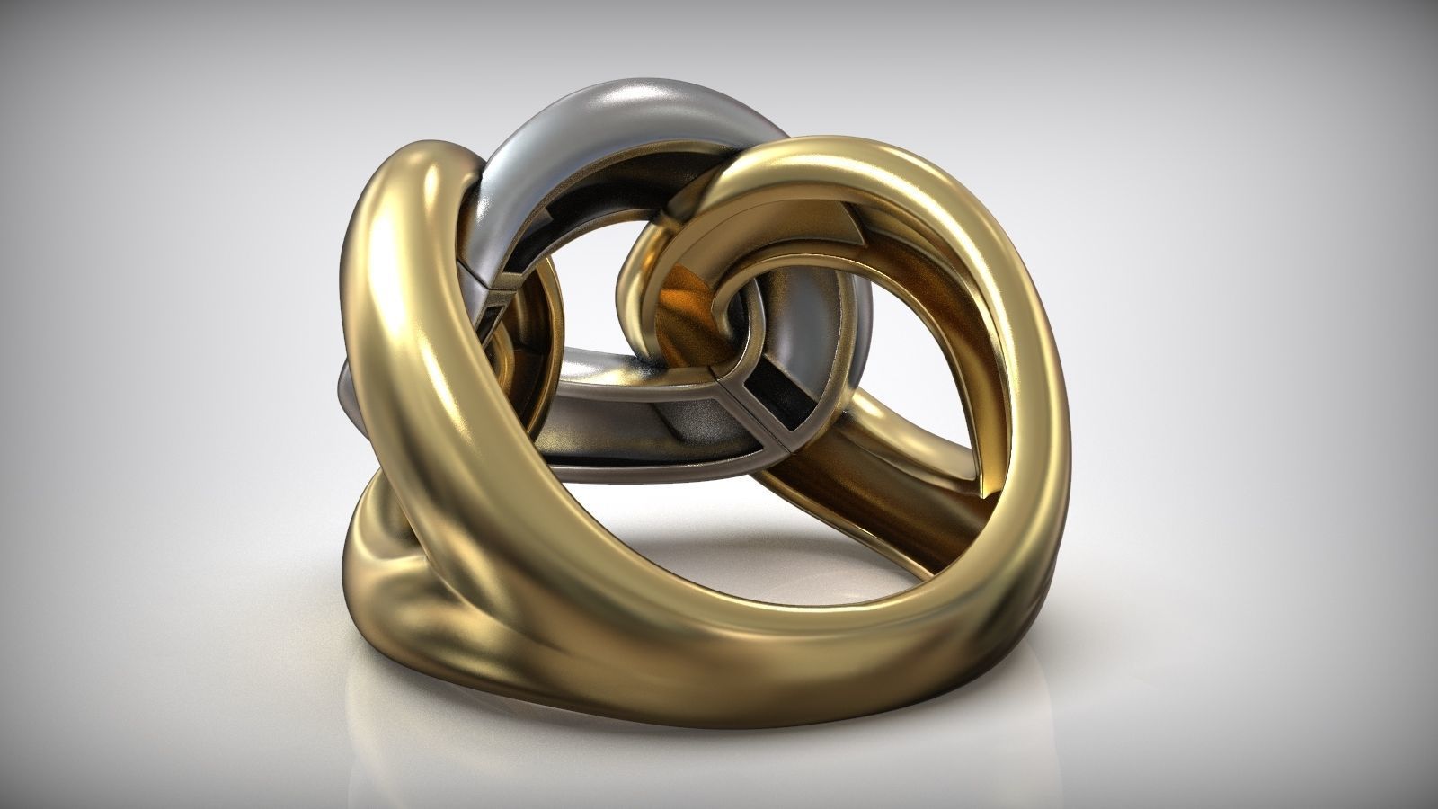 Right Hand Cuban Chain Link Polish Ring 3D print model_5