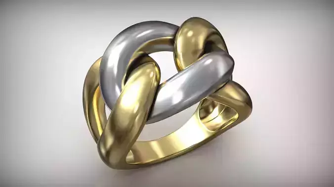 Right Hand Cuban Chain Link Polish Ring 3D print model