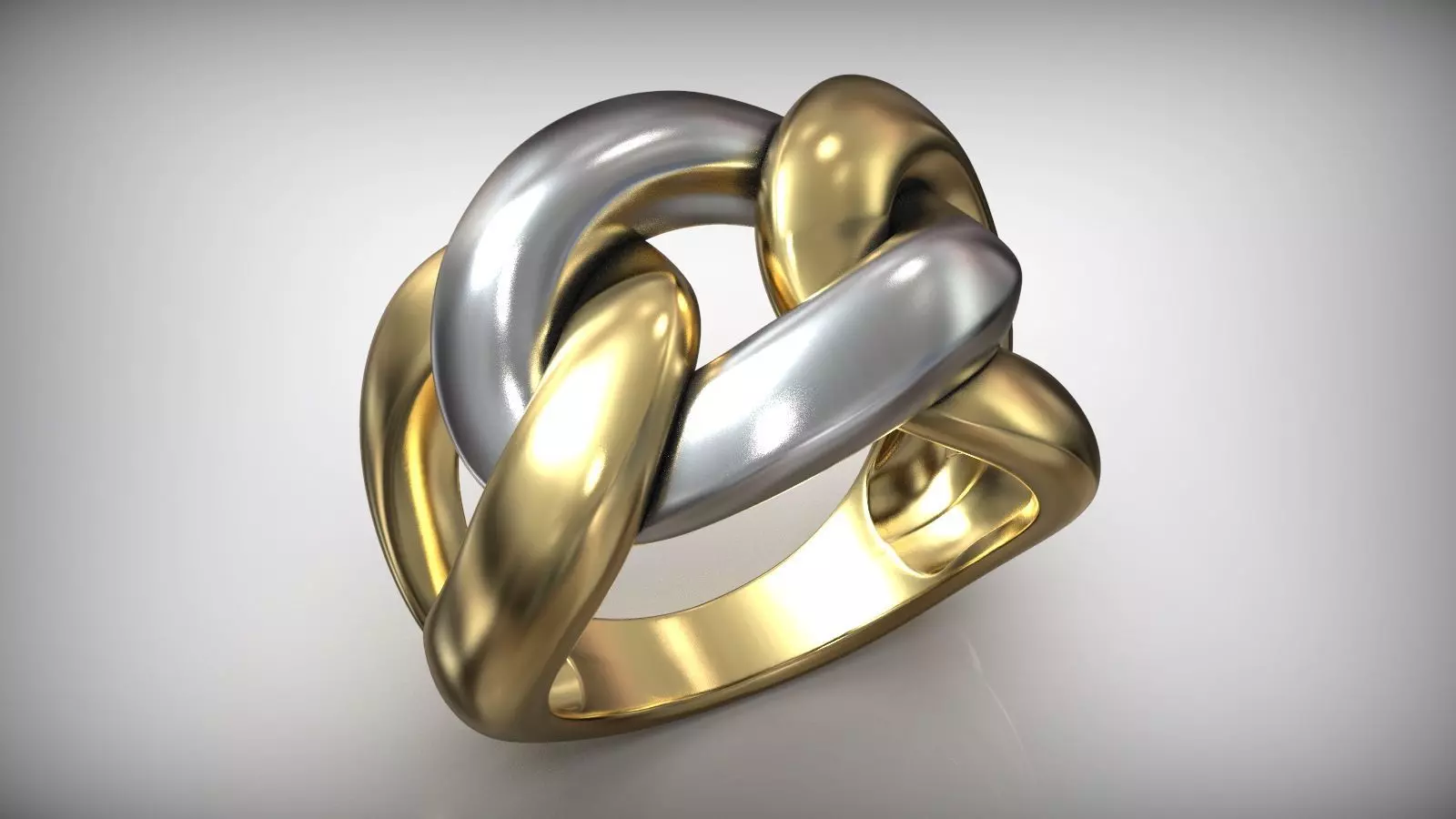 Right Hand Cuban Chain Link Polish Ring 3D print model_0