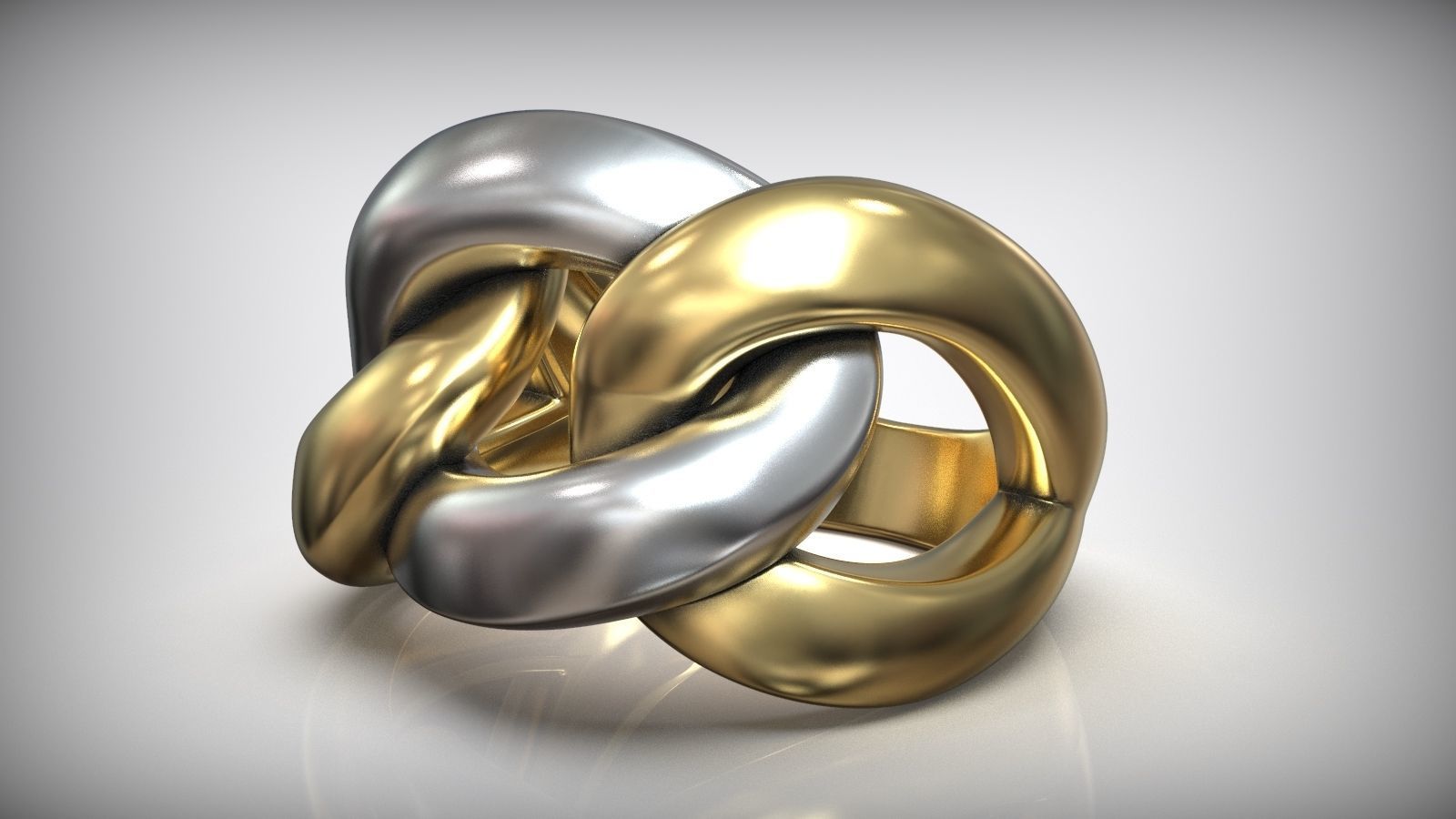 Right Hand Cuban Chain Link Polish Ring 3D print model_1